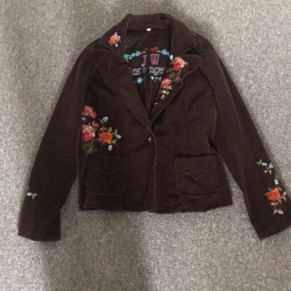 Johnny Was Corduroy Blazer Jacket Flora